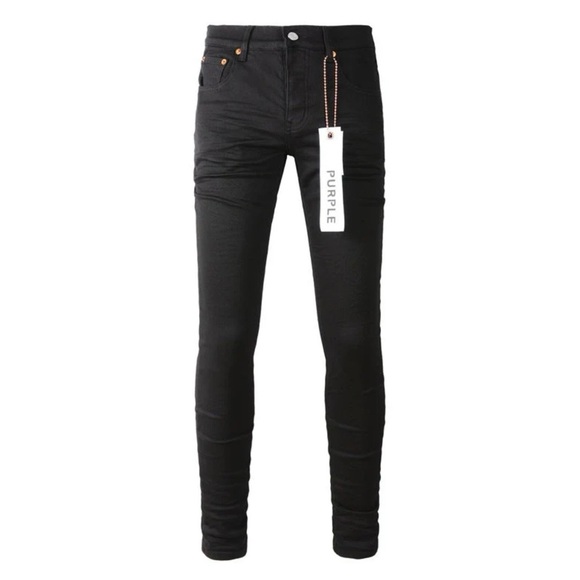 Purple Men's Black Skinny Jeans - Picture 1 of 6
